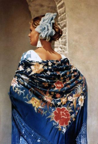 La mantilla. Pastel sobre papel. 100x67 cm. 1997