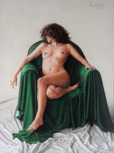 El sillón verde II. Pastel sobre papel 55x40 cm. 1991